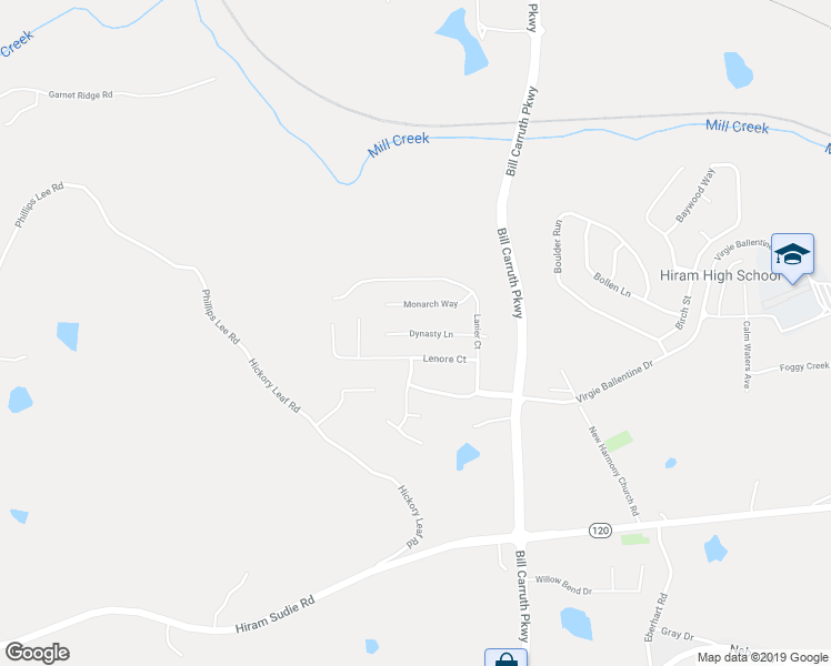map of restaurants, bars, coffee shops, grocery stores, and more near 138 Dynasty Lane in Hiram
