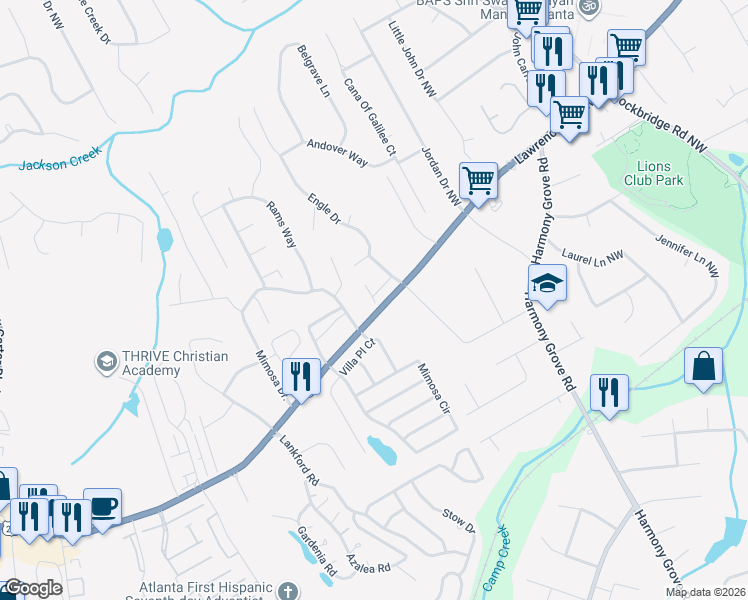 map of restaurants, bars, coffee shops, grocery stores, and more near in Gwinnett County