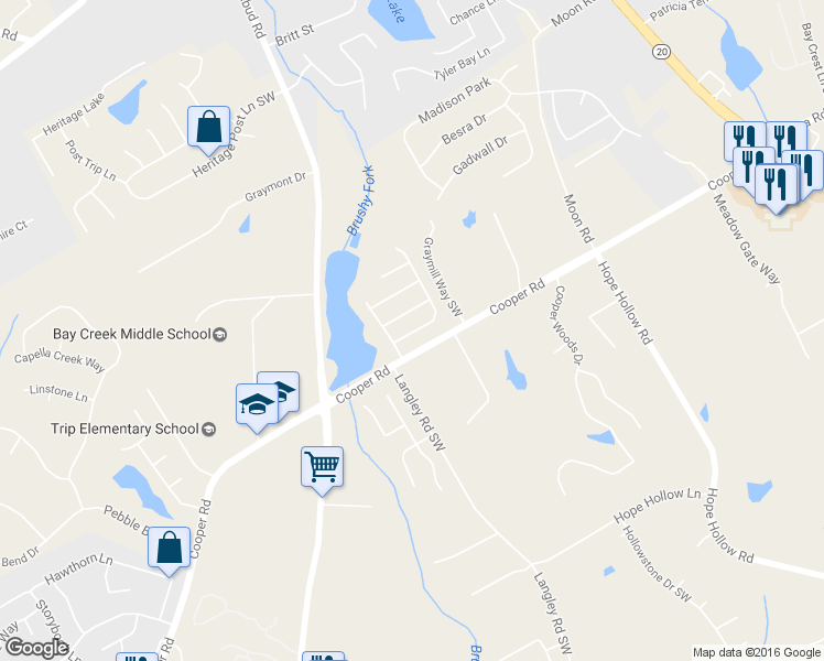 map of restaurants, bars, coffee shops, grocery stores, and more near 663 Warm Springs Court in Loganville