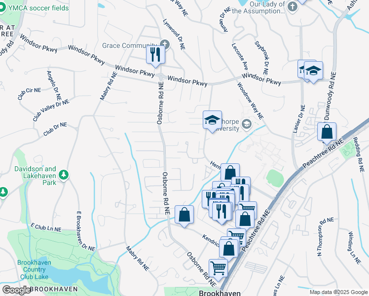 map of restaurants, bars, coffee shops, grocery stores, and more near 2983 Crosswycke Forest Drive in Atlanta