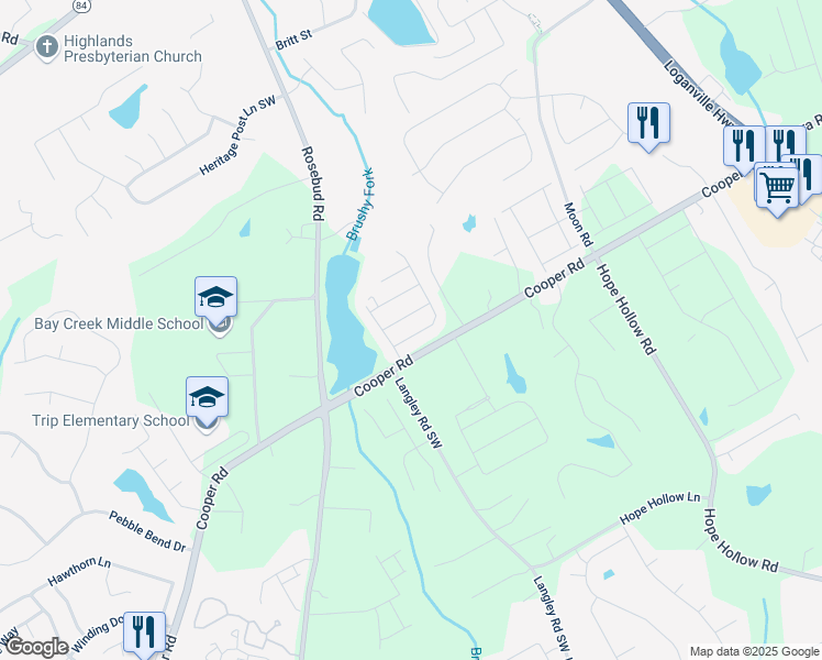 map of restaurants, bars, coffee shops, grocery stores, and more near 663 Warm Springs Court in Loganville