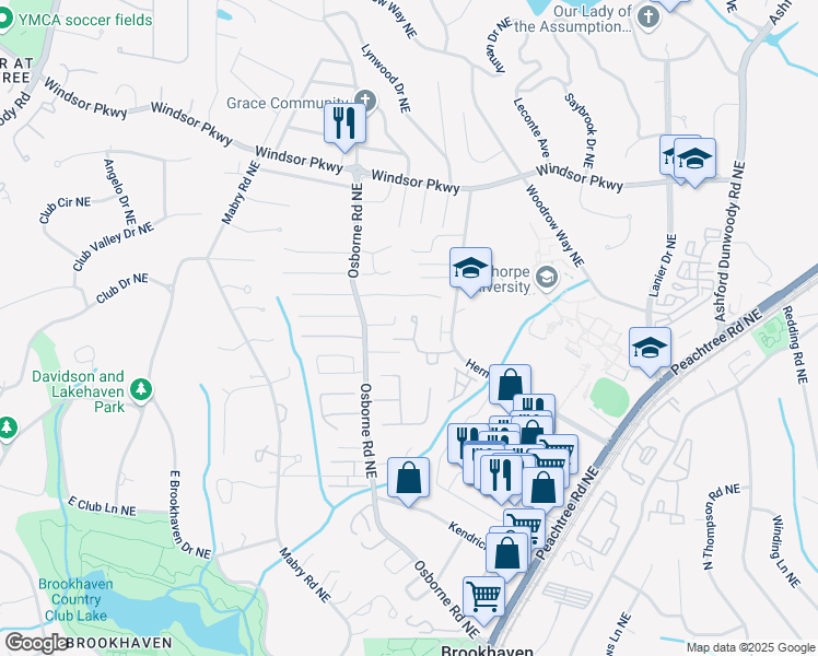 map of restaurants, bars, coffee shops, grocery stores, and more near 2983 Crosswycke Forest Drive in Atlanta