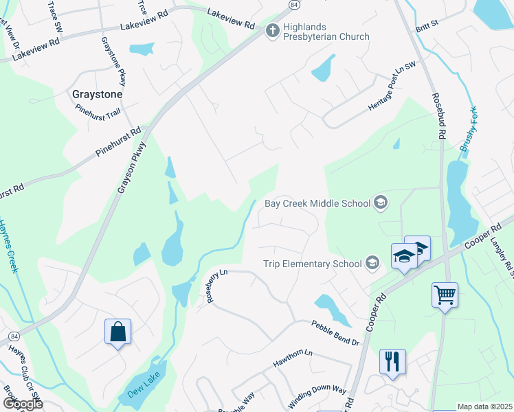 map of restaurants, bars, coffee shops, grocery stores, and more near 2260 Cobble Creek Lane in Grayson