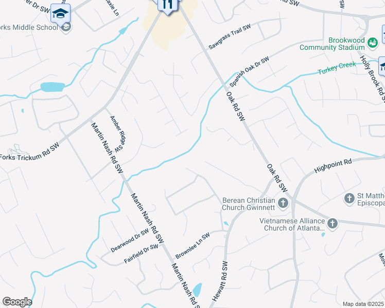 map of restaurants, bars, coffee shops, grocery stores, and more near 1230 Bullock Place Southwest in Lilburn