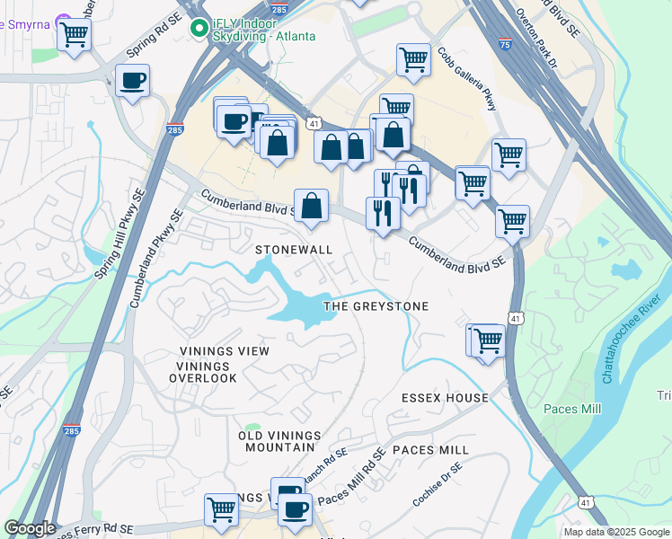 map of restaurants, bars, coffee shops, grocery stores, and more near 3117 Lawrenceburg Lane Southeast in Atlanta