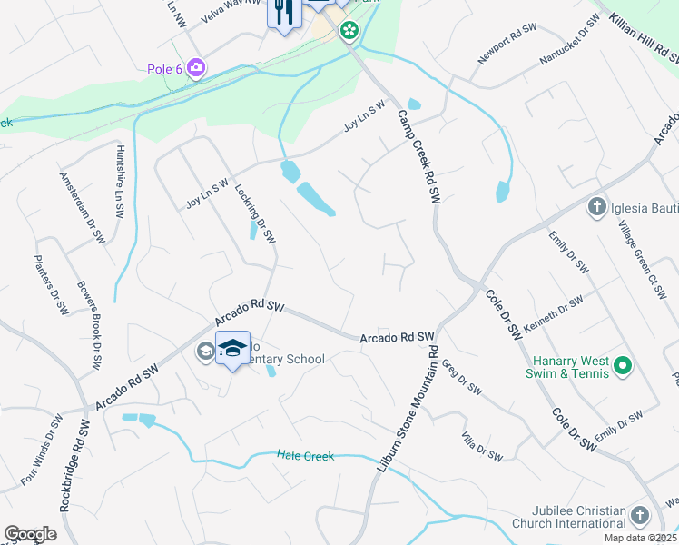 map of restaurants, bars, coffee shops, grocery stores, and more near 4946 Kettle Court Southwest in Lilburn