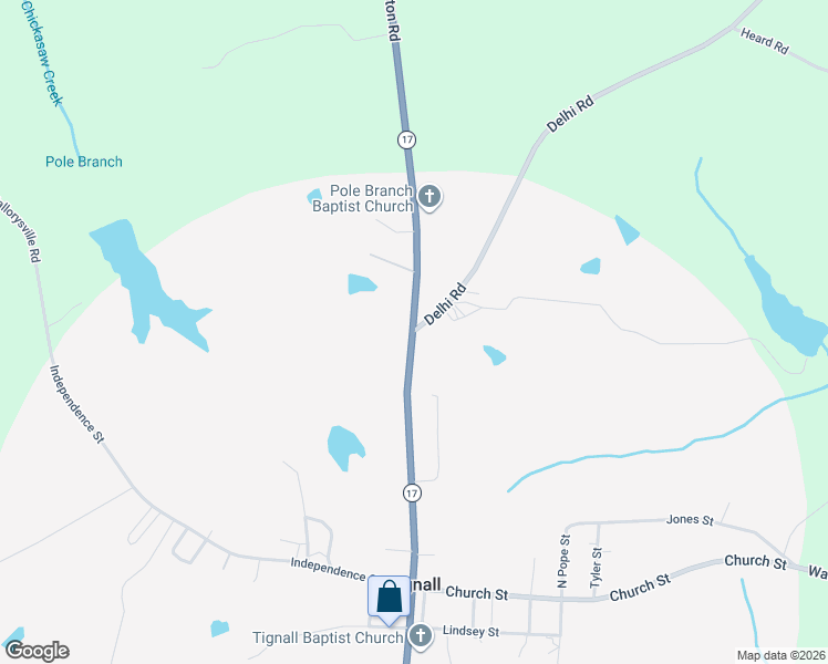 map of restaurants, bars, coffee shops, grocery stores, and more near 535-631 North Hulin Avenue in Tignall