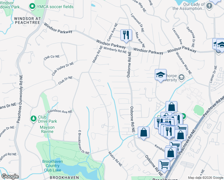 map of restaurants, bars, coffee shops, grocery stores, and more near 1081 Bailiff Ct NE in Atlanta