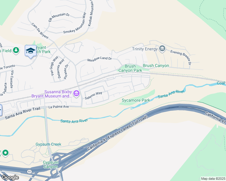 map of restaurants, bars, coffee shops, grocery stores, and more near 25628 Salerno Way in Yorba Linda