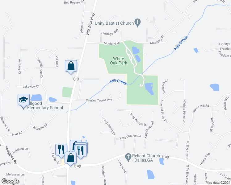 map of restaurants, bars, coffee shops, grocery stores, and more near 471 Charles Towne Avenue in Dallas