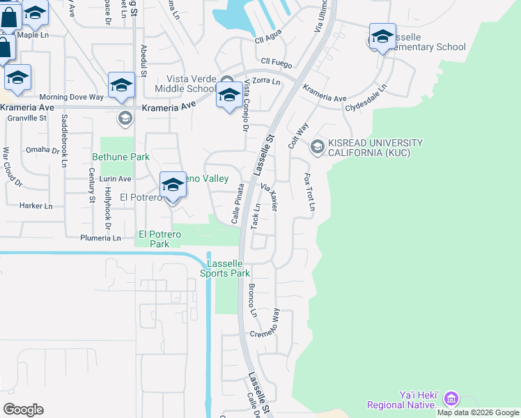 map of restaurants, bars, coffee shops, grocery stores, and more near 26067 Blazer Court in Moreno Valley