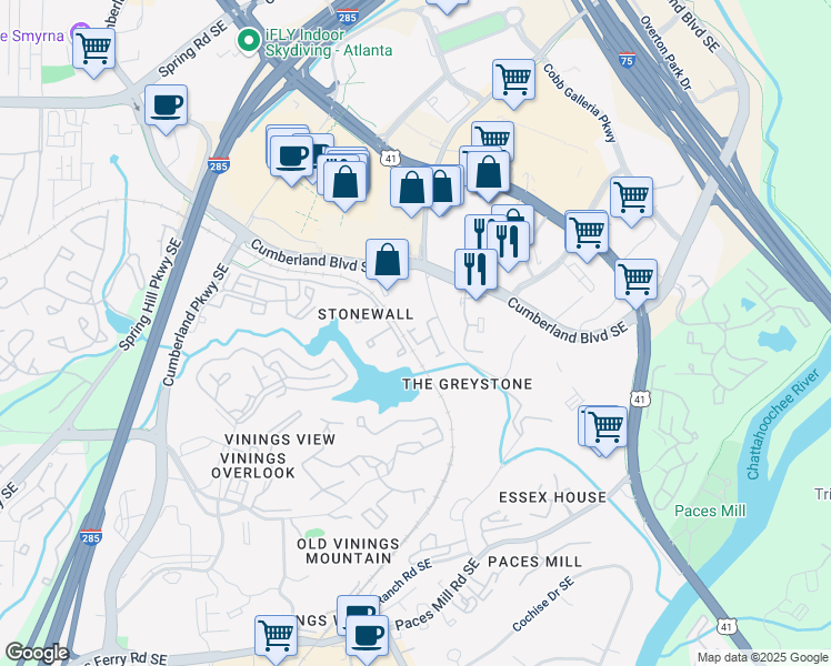 map of restaurants, bars, coffee shops, grocery stores, and more near 3117 Lawrenceburg Lane Southeast in Atlanta