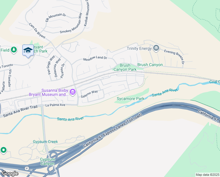 map of restaurants, bars, coffee shops, grocery stores, and more near 25632 Salerno Way in Yorba Linda