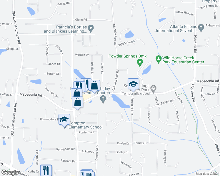 map of restaurants, bars, coffee shops, grocery stores, and more near 4015 McEachern Cove Drive in Powder Springs