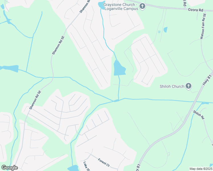 map of restaurants, bars, coffee shops, grocery stores, and more near 1751 Long Acre Drive in Loganville