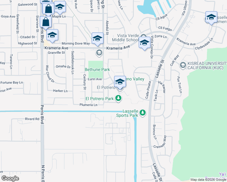 map of restaurants, bars, coffee shops, grocery stores, and more near 25575 Camino Bellagio in Moreno Valley