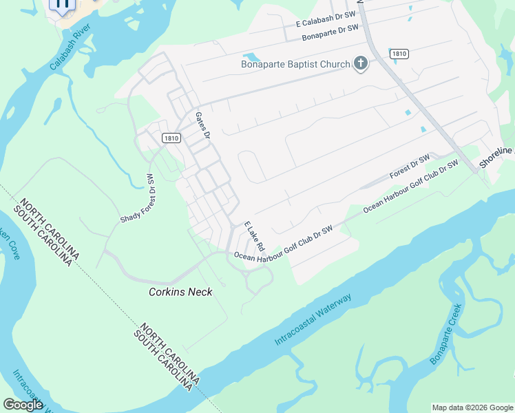 map of restaurants, bars, coffee shops, grocery stores, and more near 9290 Heritage Drive Southwest in Calabash