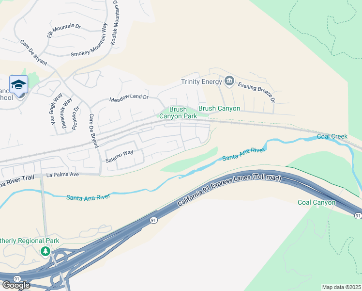 map of restaurants, bars, coffee shops, grocery stores, and more near 25705 Triesta Way in Yorba Linda