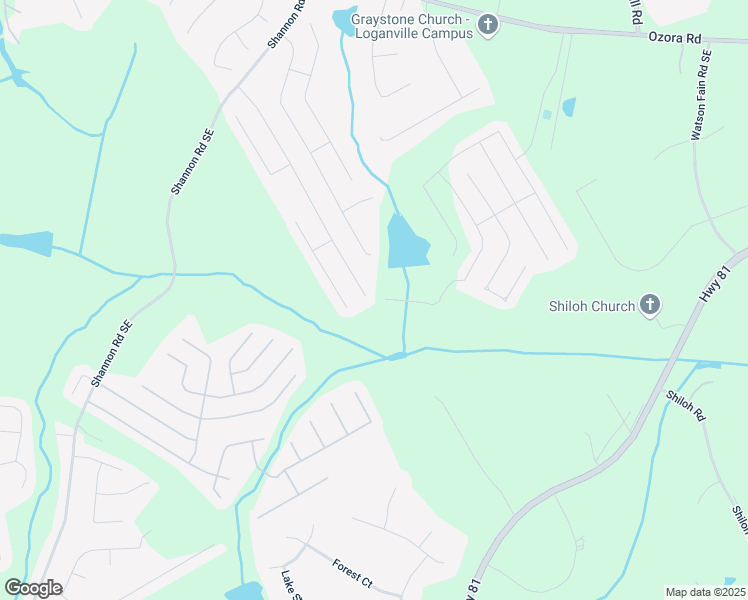 map of restaurants, bars, coffee shops, grocery stores, and more near 1751 Long Acre Drive in Loganville