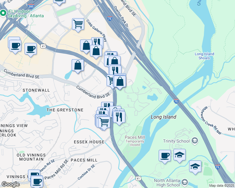 map of restaurants, bars, coffee shops, grocery stores, and more near 3155 U.S. 41 in Atlanta