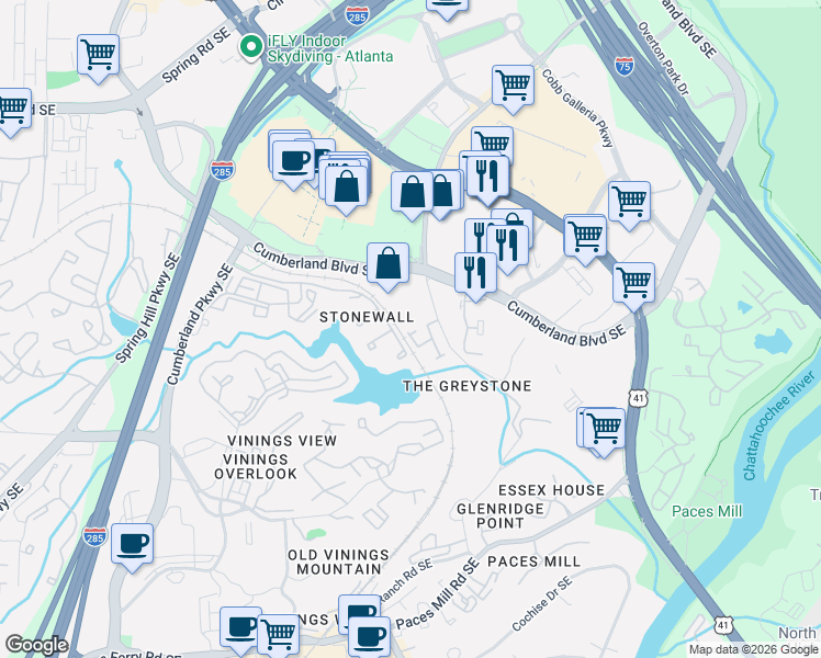 map of restaurants, bars, coffee shops, grocery stores, and more near 3117 Lawrenceburg Lane Southeast in Atlanta