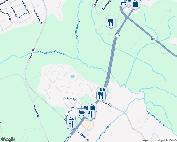 map of restaurants, bars, coffee shops, grocery stores, and more near 1700 Trevino Drive in Sumter