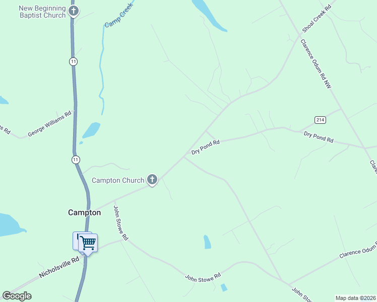 map of restaurants, bars, coffee shops, grocery stores, and more near Dry Pond Road in Walton County