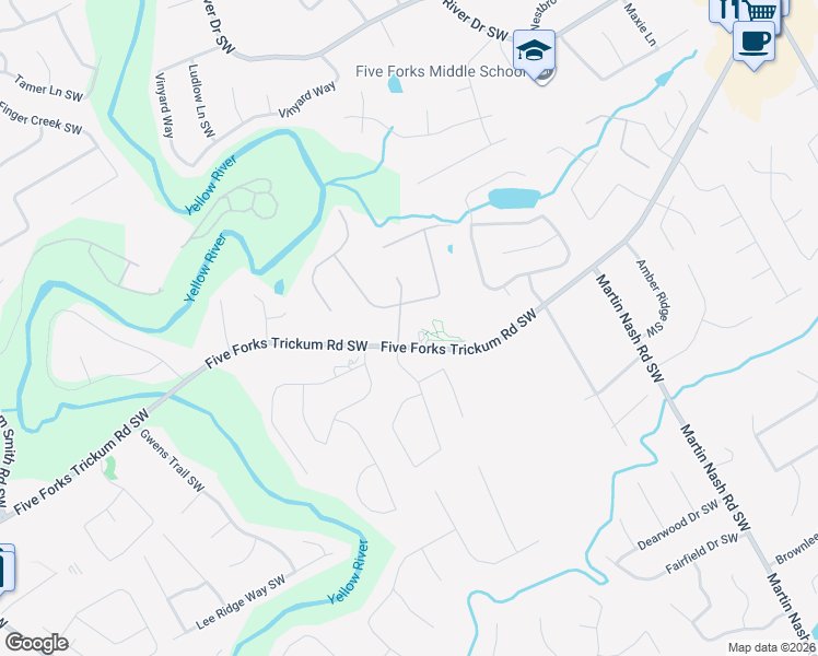 map of restaurants, bars, coffee shops, grocery stores, and more near 994 Hazel Court Southwest in Lilburn