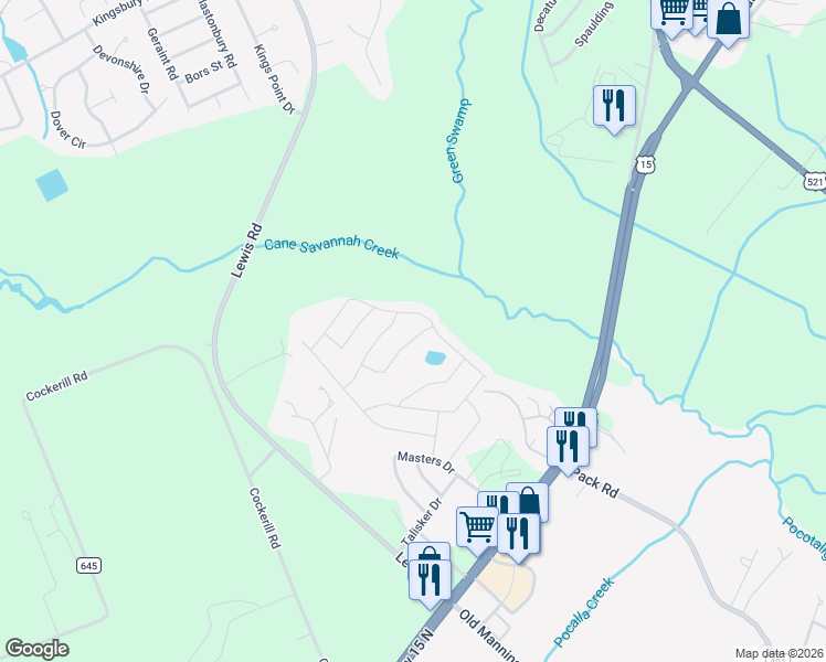 map of restaurants, bars, coffee shops, grocery stores, and more near 1712 Nicholas Drive in Sumter