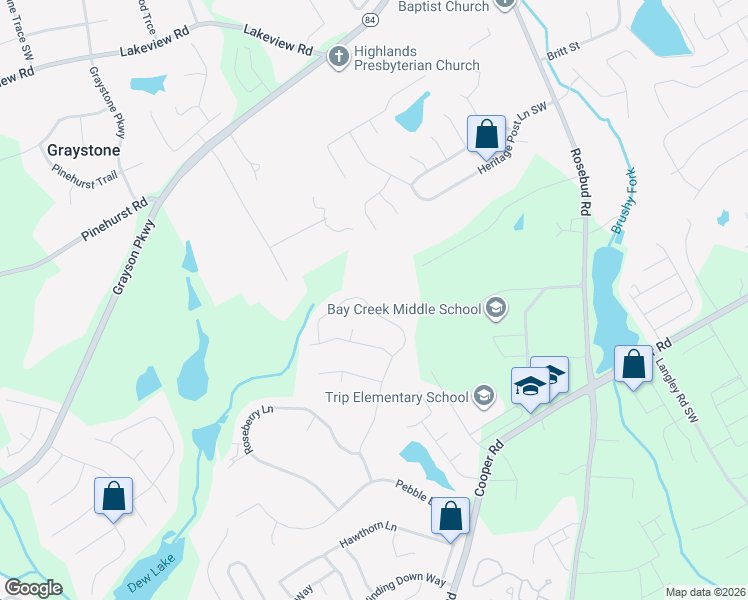 map of restaurants, bars, coffee shops, grocery stores, and more near 2340 Cobble Creek Lane in Grayson