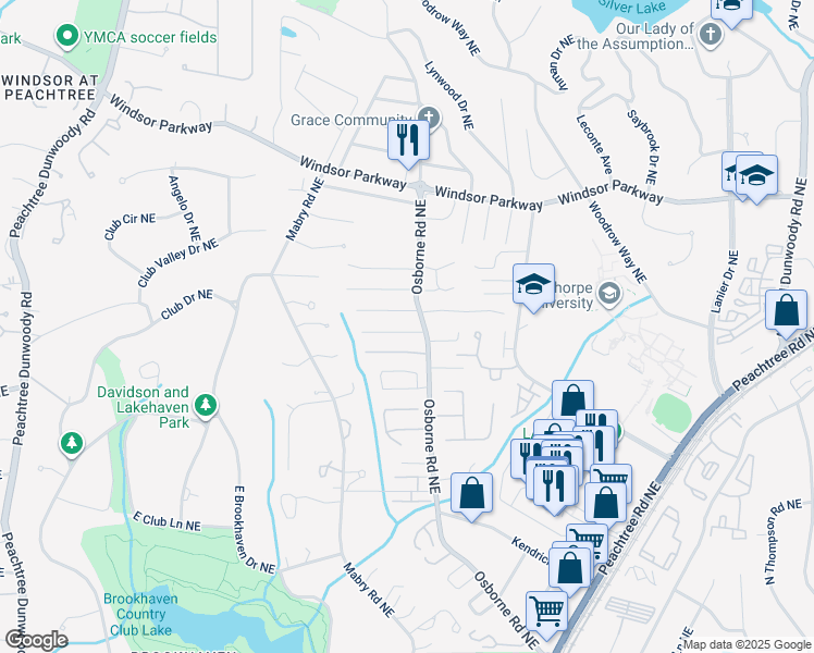 map of restaurants, bars, coffee shops, grocery stores, and more near 1108 Bailiff Court Northeast in Atlanta