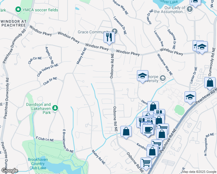 map of restaurants, bars, coffee shops, grocery stores, and more near 1108 Bailiff Court Northeast in Atlanta