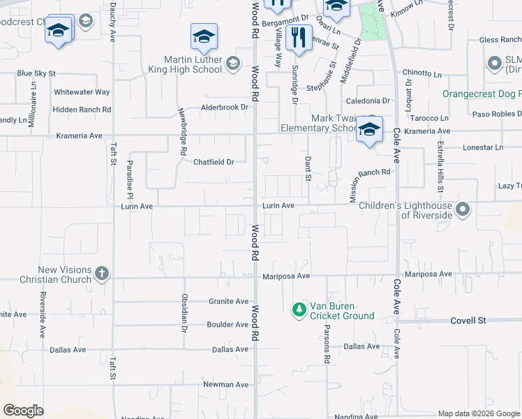 map of restaurants, bars, coffee shops, grocery stores, and more near in Riverside County