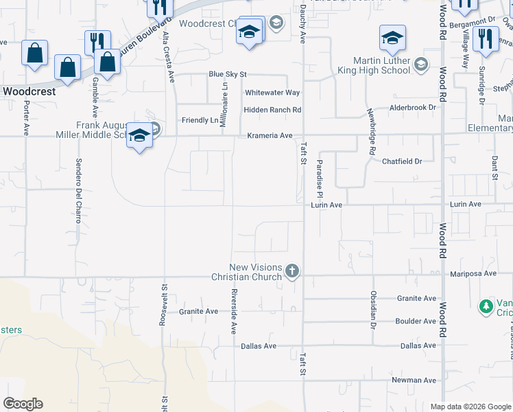 map of restaurants, bars, coffee shops, grocery stores, and more near 9592 Ponte Bella Drive in Riverside