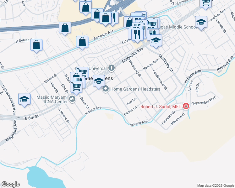 map of restaurants, bars, coffee shops, grocery stores, and more near 3649 Wagoner Lane in Corona