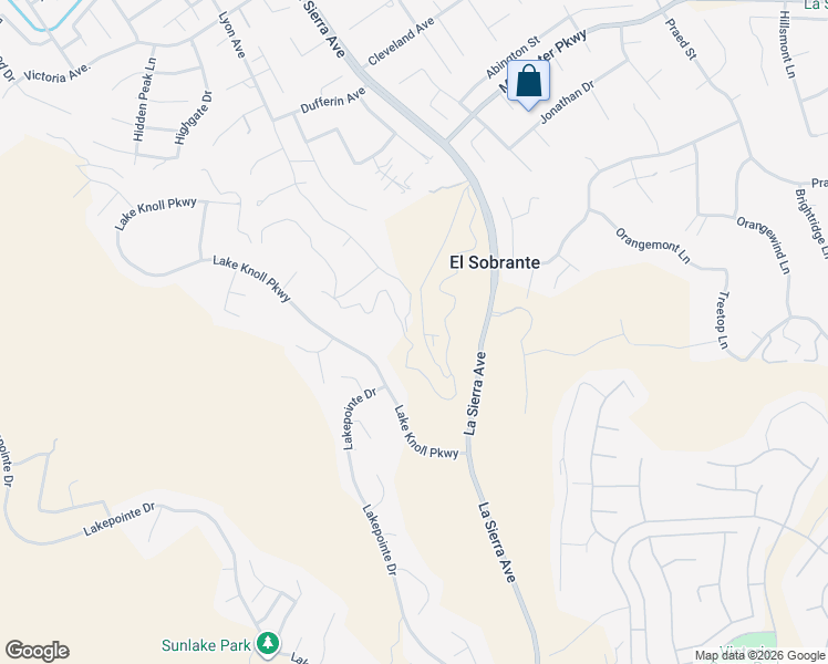 map of restaurants, bars, coffee shops, grocery stores, and more near 16810 Lake Knoll Parkway in Riverside