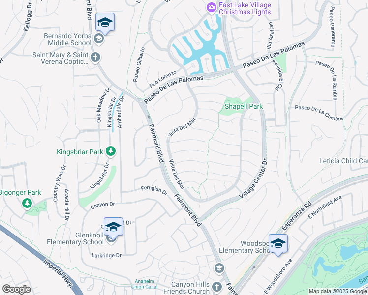 map of restaurants, bars, coffee shops, grocery stores, and more near 20345 Vía Sanlucar in Yorba Linda