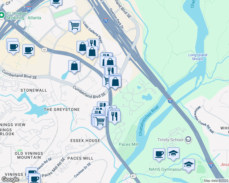 map of restaurants, bars, coffee shops, grocery stores, and more near 3155 U.S. 41 in Atlanta