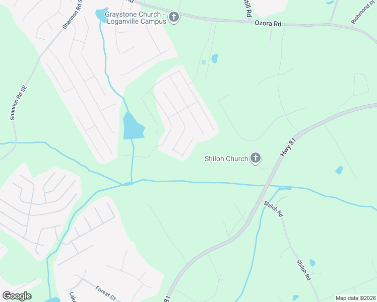 map of restaurants, bars, coffee shops, grocery stores, and more near 3923 Dragon Fly Lane Southeast in Loganville