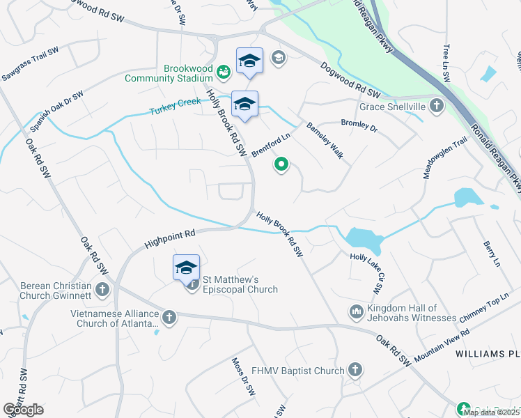 map of restaurants, bars, coffee shops, grocery stores, and more near 1480 Holly Brook Road Southwest in Snellville