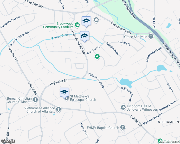 map of restaurants, bars, coffee shops, grocery stores, and more near 1480 Holly Brook Road Southwest in Snellville