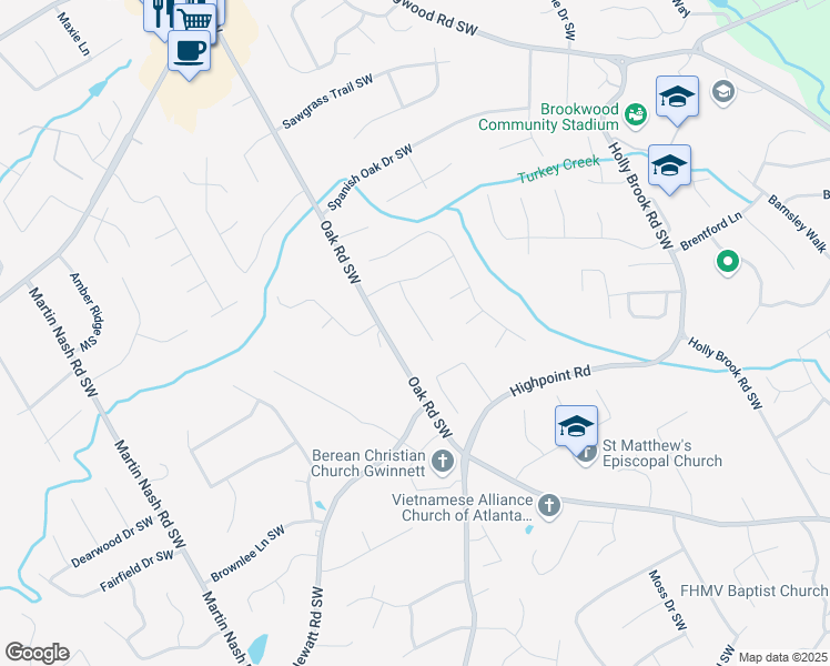 map of restaurants, bars, coffee shops, grocery stores, and more near 1305 Blankenship Lane Southwest in Lilburn