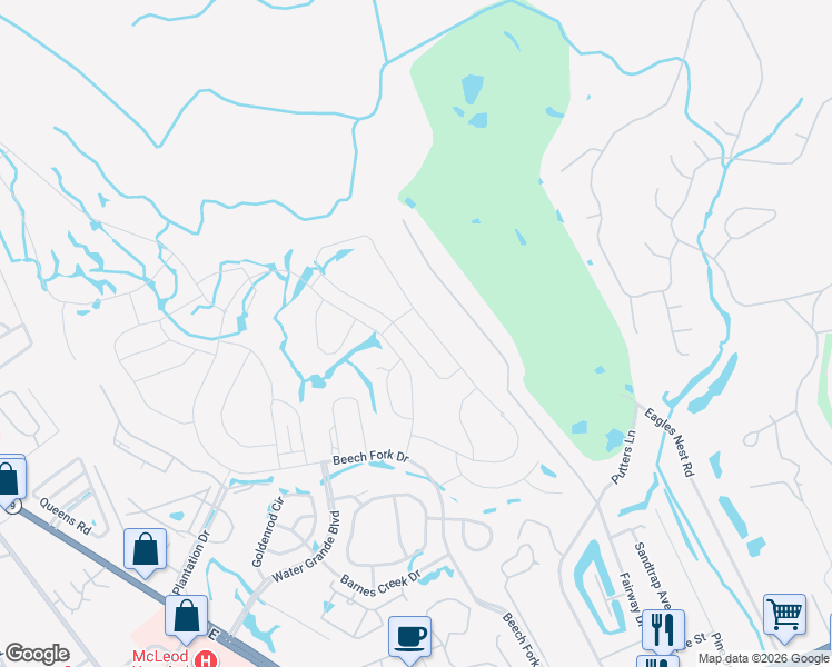 map of restaurants, bars, coffee shops, grocery stores, and more near 3570 Golf Avenue in Little River