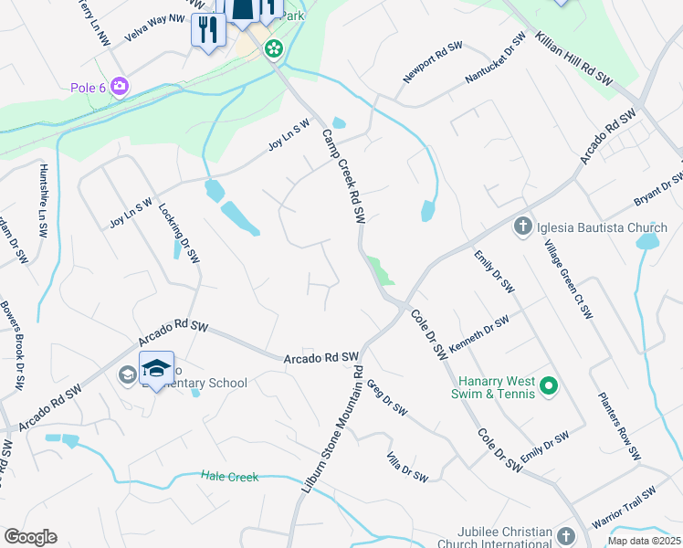 map of restaurants, bars, coffee shops, grocery stores, and more near 240 Flowers Cove Lane in Lilburn