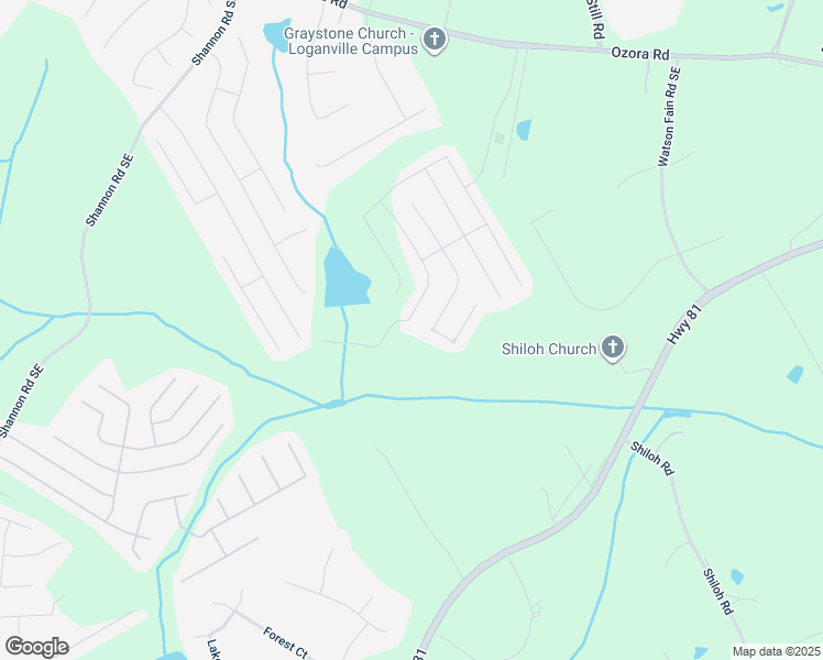 map of restaurants, bars, coffee shops, grocery stores, and more near 3826 Derringer Ridge Southeast in Loganville