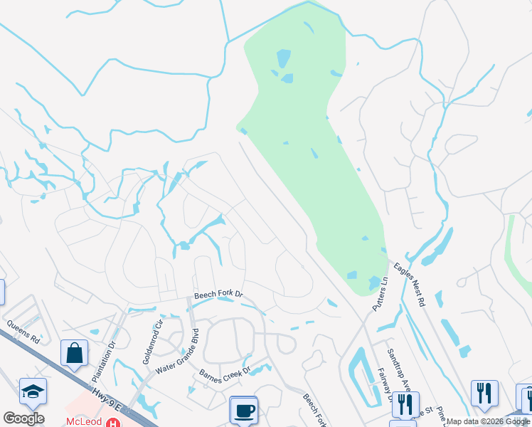 map of restaurants, bars, coffee shops, grocery stores, and more near 3622 Golf Avenue in Little River