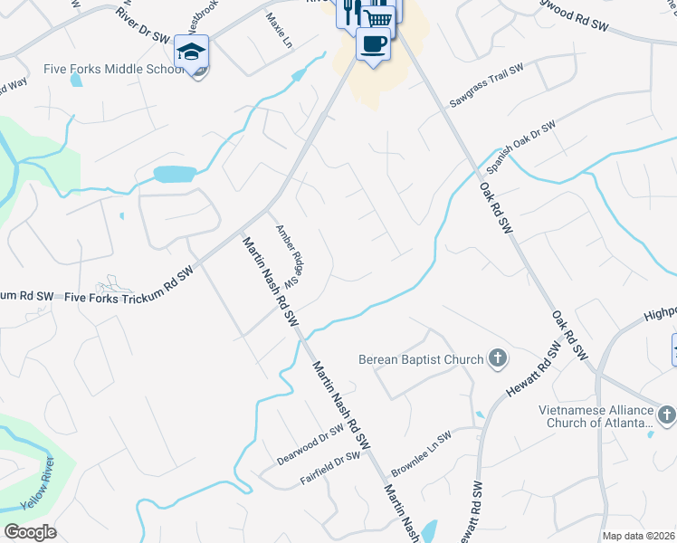 map of restaurants, bars, coffee shops, grocery stores, and more near 1181 Golden Circle Southwest in Lilburn
