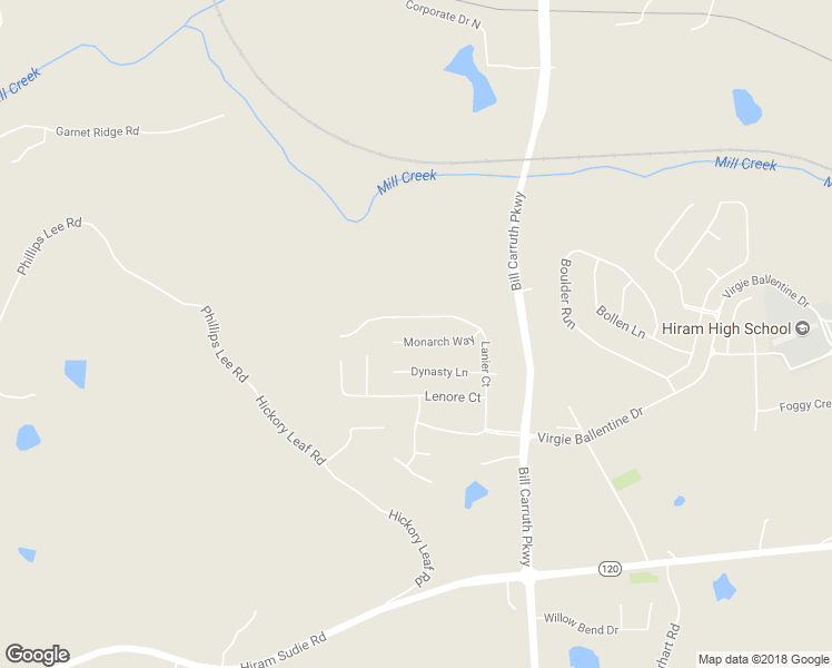 map of restaurants, bars, coffee shops, grocery stores, and more near 152 Monarch Way in Hiram