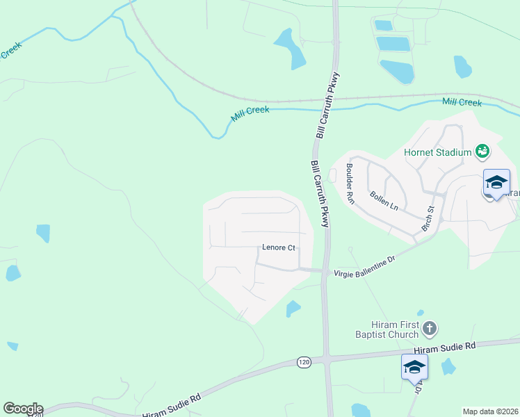 map of restaurants, bars, coffee shops, grocery stores, and more near 138 Monarch Way in Hiram
