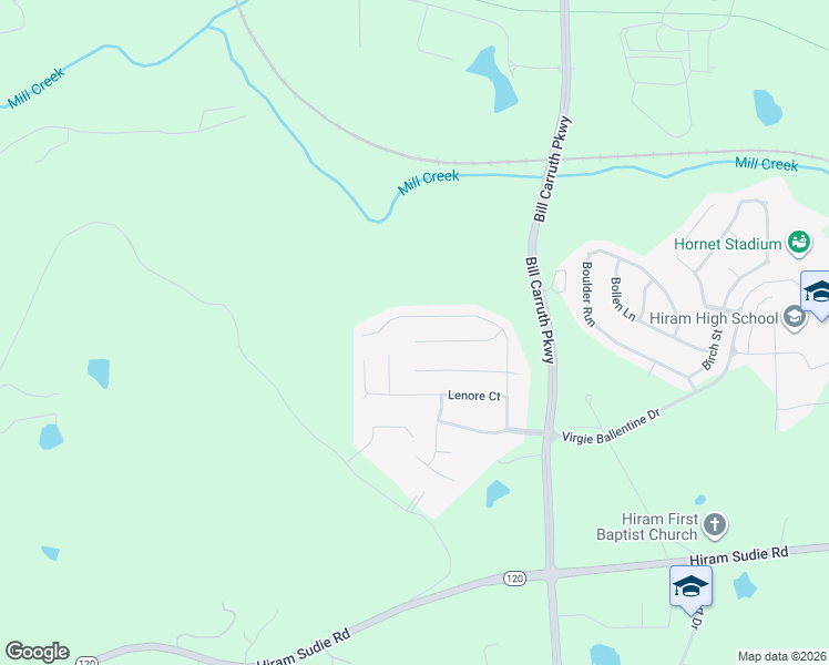 map of restaurants, bars, coffee shops, grocery stores, and more near 196 Monarch Way in Hiram
